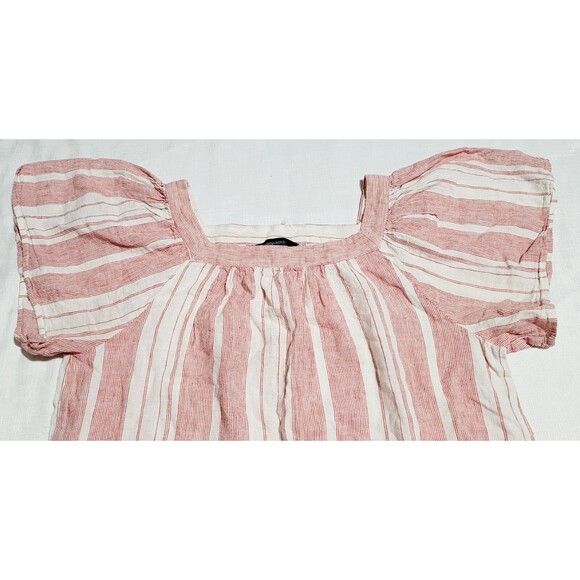 Banana Republic Off the Shoulder Blouse Womens Small Red Striped Flutter Sleeve - Picture 4 of 7